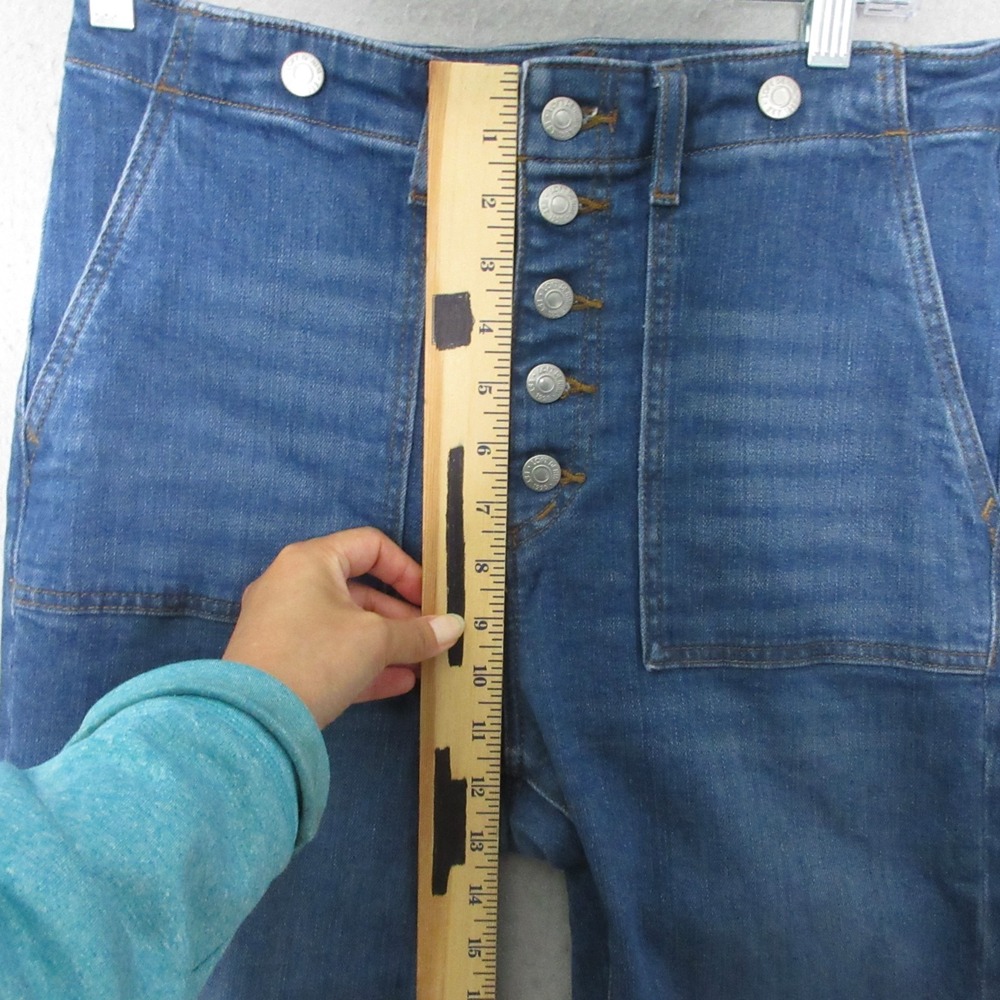Loft The Slim Flare Jeans 29 8 Button Fly Patch Pockets Capsule Wardrobe 2024‎ - Picture 5 of 14